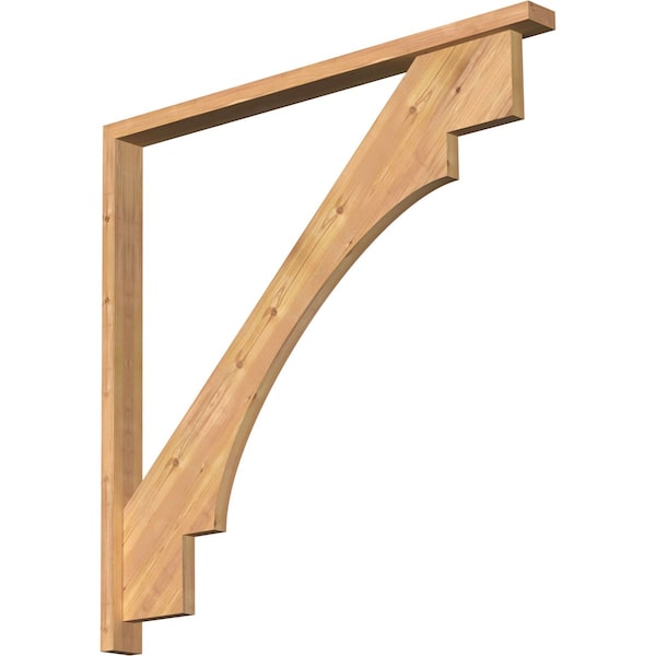 Ekena Millwork Merced Block Smooth Bracket w/ Offset Brace, Western Red Cedar, 3 1/2"W x 46"D x 46"H BKT0402X46X46MRC05SWR - main